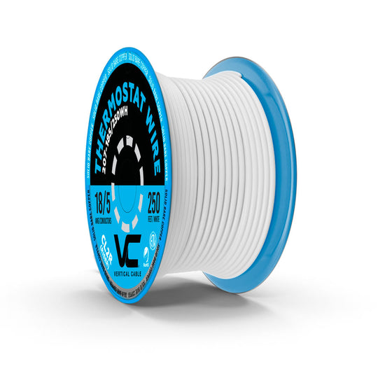 Vertical Cable Thermostat Wire, Solid Bare Copper, 18/5, CL2R, ETL, PVC Jacket, 250ft Spool