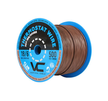 Vertical Cable Thermostat Wire, Solid Bare Copper, 18/6, CL2R, ETL, PVC Jacket, 500ft Spool