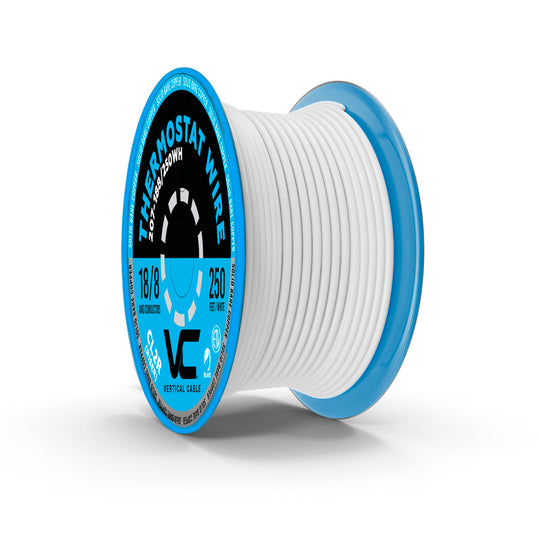 Vertical Cable Thermostat Wire, Solid Bare Copper, 18/8, CL2R, ETL, PVC Jacket, 250ft Spool