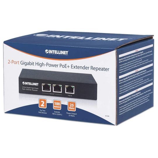 Intellinet 2-Port Gigabit High-Power PoE+ Extender Repeater, 561266