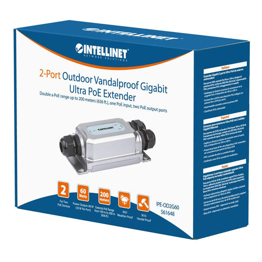 Intellinet 2-Port Outdoor Vandalproof Gigabit PoE++ Extender, 561648
