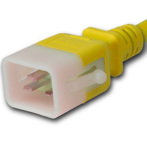 World Cord LOCKING C20 to C13 15A 250V 14/3 SJT Power Cord - Yellow