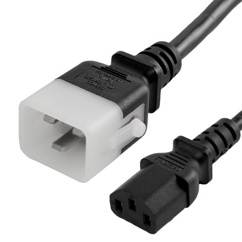 World Cord LOCKING C20 to C13 15A 250V 14/3 SJT Power Cord - Black