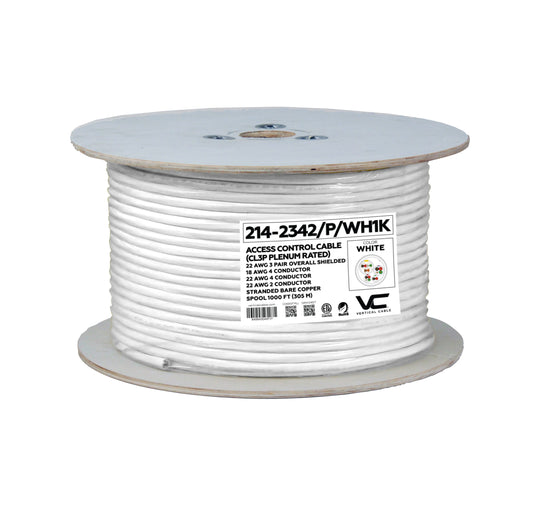 Vertical Cable Plenum- 22AWG/3Pair Shielded + 18AWG/4Conductor + 22AWG/4Conductor + 22AWG/2Conductor - 1000ft Spool White