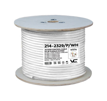 Vertical Cable ACCESS CONTROL CABLE Plenum: 22AWG/3Pair Shielded + 18AWG/4 + 22AWG/4 + 22AWG/2, Stranded, White, 500ft Spool