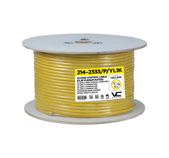 Vertical Cable Plenum- 22AWG/3Pair Shielded + 18AWG/4Conductor + 22AWG/4Conductor + 22AWG/2Conductor - 1000ft Spool Yellow