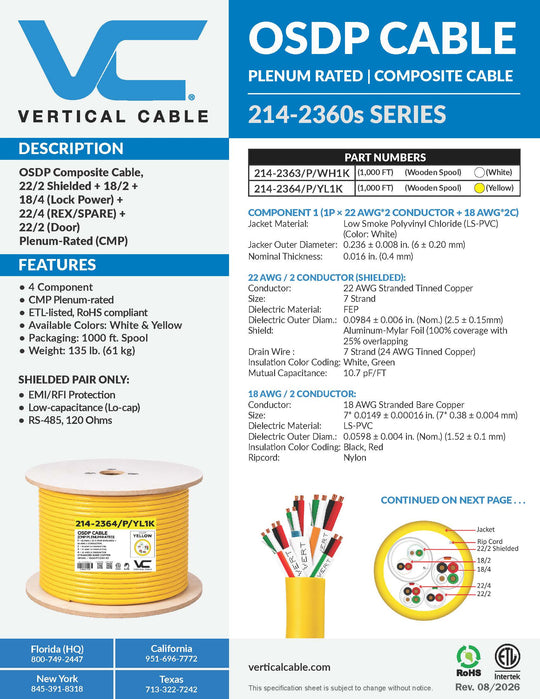 OSDP Plenum Cable | 214-2360s Series spec sheet page 1