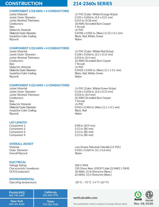 OSDP Plenum Cable | 214-2360s Series spec sheet page 2