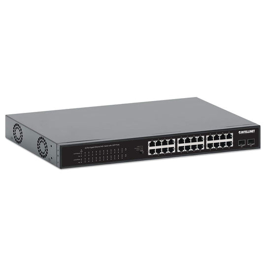 Intellinet 24-Port Gigabit Ethernet PoE+ Switch with 2 SFP Ports, 561891