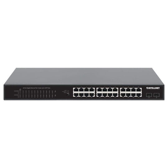 Intellinet 24-Port Gigabit Ethernet PoE+ Switch with 2 SFP Ports, 561891