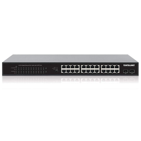 Intellinet 24-Port Gigabit Ethernet PoE+ Switch with 2 SFP Ports, 561891