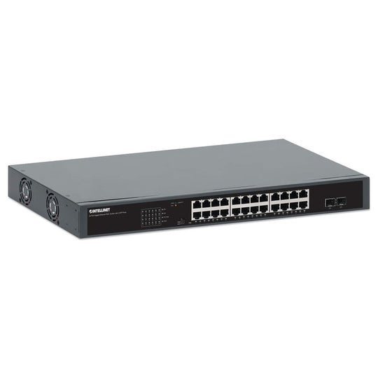Intellinet 24-Port Gigabit Ethernet PoE+ Switch with 2 SFP Ports, 561907