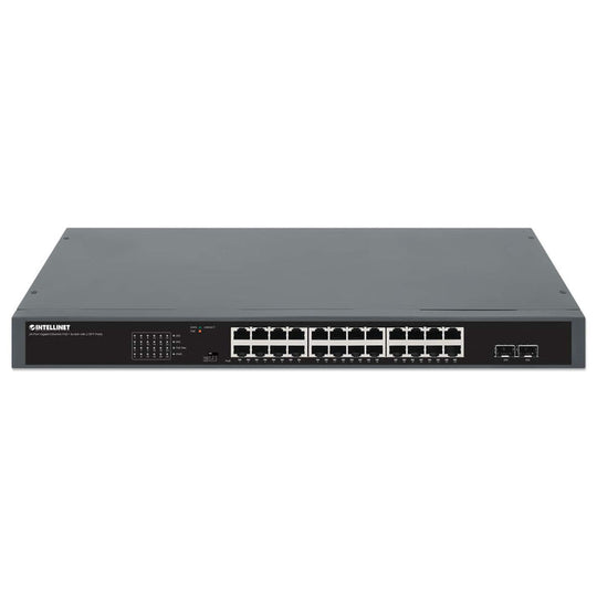 Intellinet 24-Port Gigabit Ethernet PoE+ Switch with 2 SFP Ports, 561907