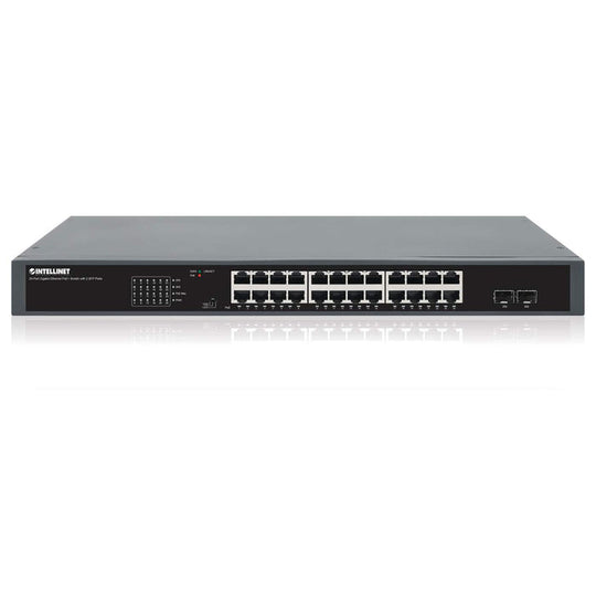 Intellinet 24-Port Gigabit Ethernet PoE+ Switch with 2 SFP Ports, 561907