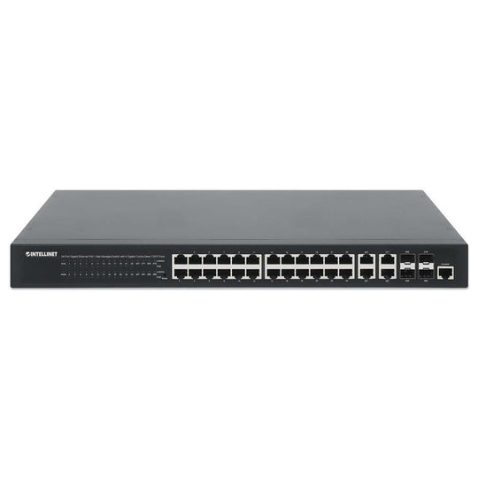 Intellinet 24-Port Gigabit Ethernet PoE+ Web-Managed Switch with 4 Gigabit Combo Base-T/SFP Ports, 561426