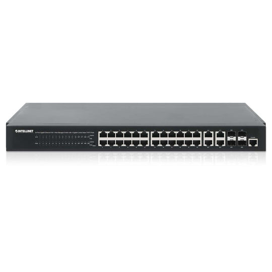 Intellinet 24-Port Gigabit Ethernet PoE+ Web-Managed Switch with 4 Gigabit Combo Base-T/SFP Ports, 561426