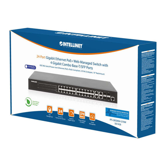 Intellinet 24-Port Gigabit Ethernet PoE+ Web-Managed Switch with 4 Gigabit Combo Base-T/SFP Ports, 561426