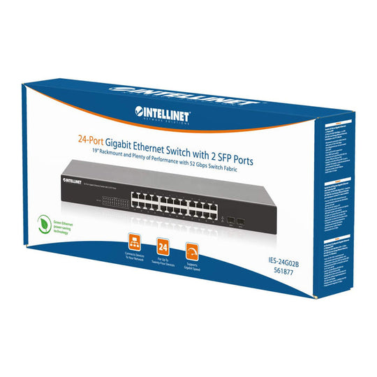 Intellinet 24-Port Gigabit Ethernet Switch with 2 SFP Ports, 561877