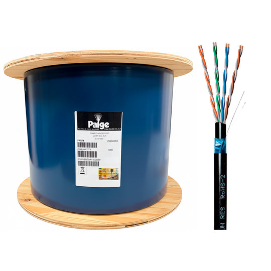 Paige GameChanger Shielded OSP Cat6 Cable, Direct Burial, 22AWG, F/UTP Solid, CM, 1000ft Spool