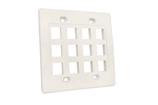 Dual Gang Keystone Jack Wall Plate - 8 or 12 Ports