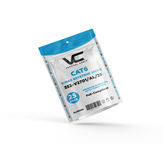 Vertical Cable Cat6 Keystone Jack 25 Pack