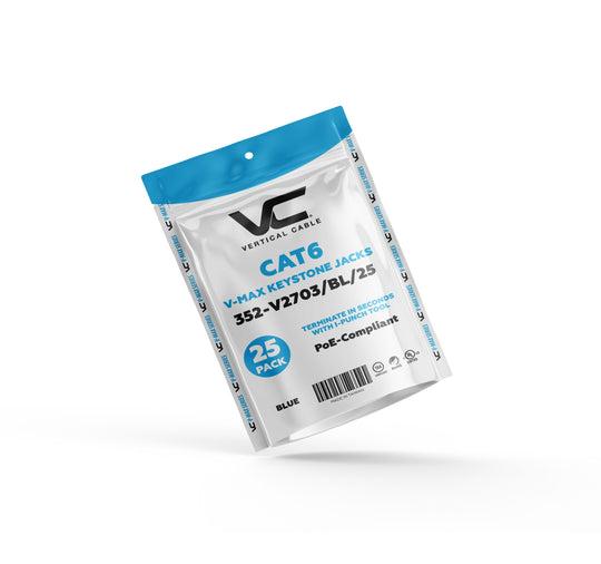 Vertical Cable Cat6 Keystone Jack 25 Pack