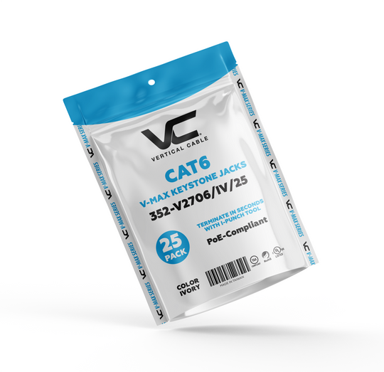 Vertical Cable Cat6 Keystone Jack 25 Pack