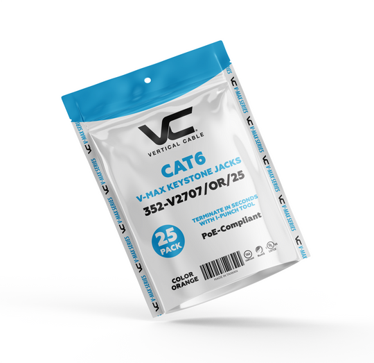 Vertical Cable Cat6 Keystone Jack 25 Pack