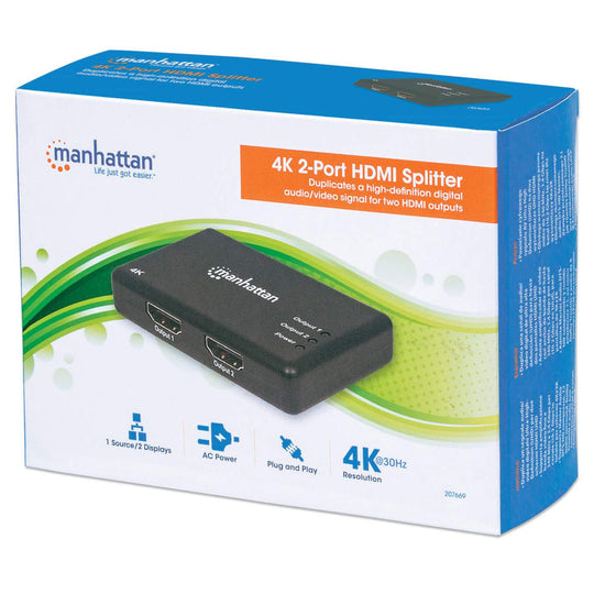 Manhattan 4K 2-Port HDMI Splitter, 207669