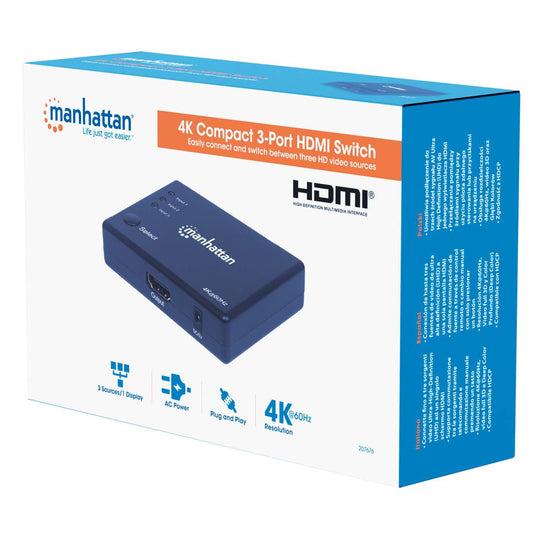 Manhattan 4K Compact 3-Port HDMI Switch, 207676