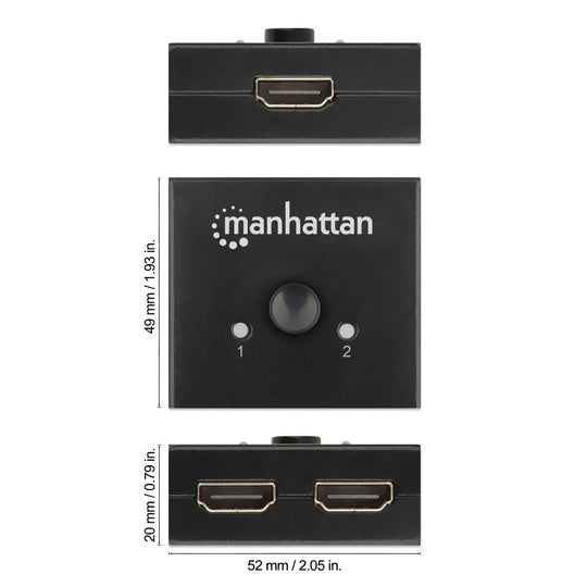 Manhattan 4K@60Hz Bi-Directional 2-Port HDMI Switch, 207850