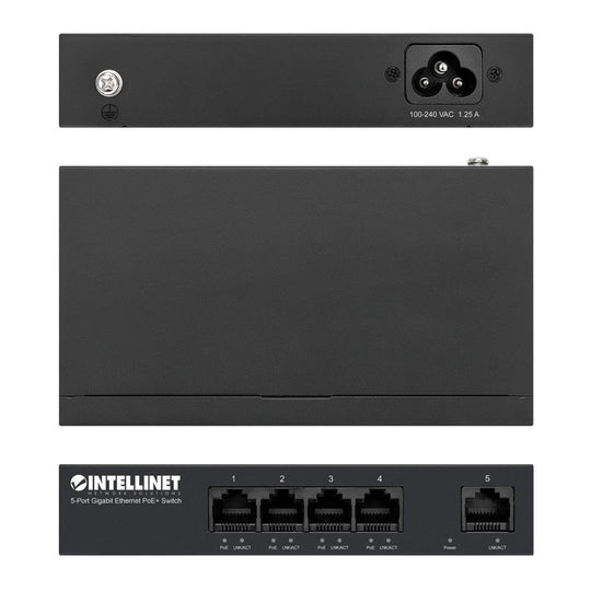 Intellinet 5-Port Gigabit Ethernet PoE+ Switch, 561792