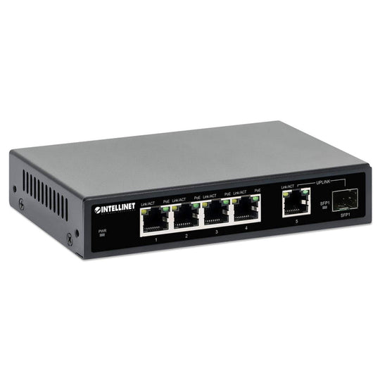 Intellinet 5-Port Gigabit Ethernet PoE+ Switch with SFP Port, 561822