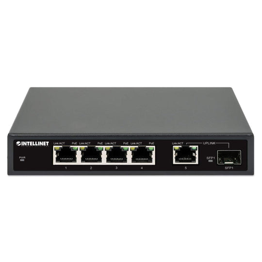 Intellinet 5-Port Gigabit Ethernet PoE+ Switch with SFP Port, 561822