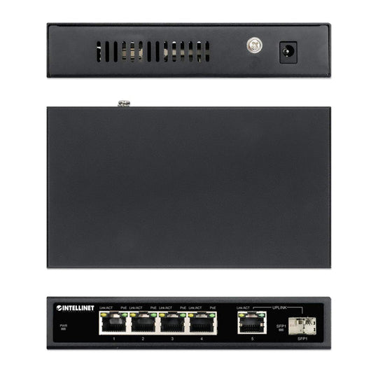 Intellinet 5-Port Gigabit Ethernet PoE+ Switch with SFP Port, 561822