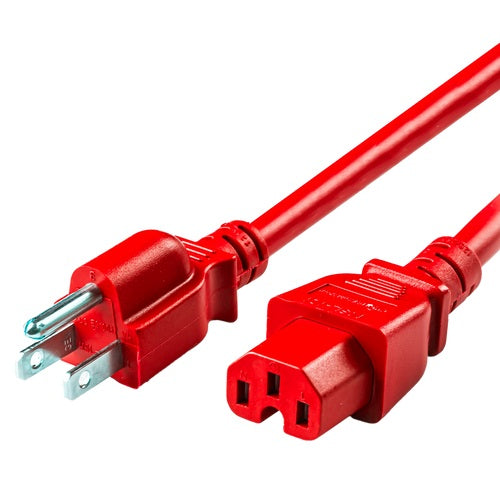 World Cord 5-15P to C15 15A 125V 14/3 SJT Power Cord - Red
