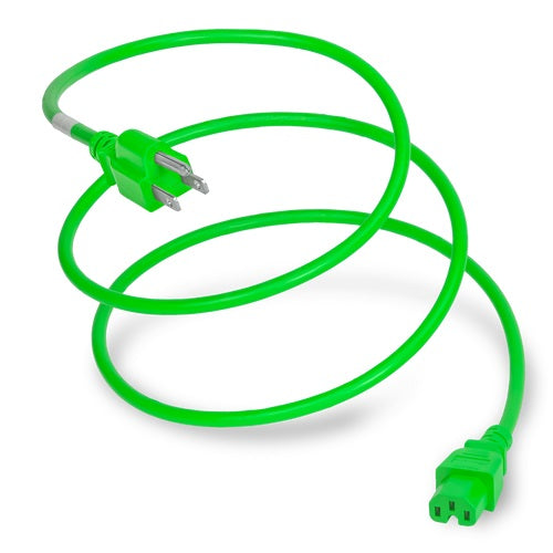 World Cord 5-15P to C15 15A 125V 14/3 SJT Power Cord - Green