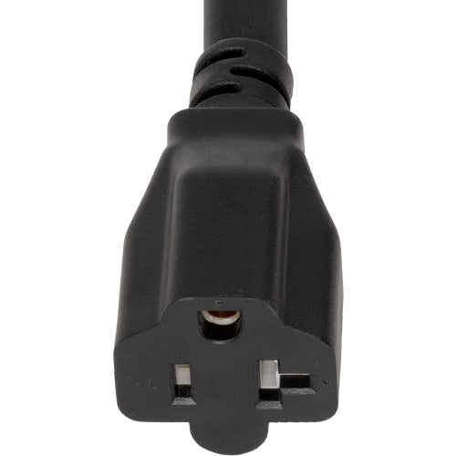 World Cord 5-20P to 5-15/20R T-SLOT 105c 20A 125V 12/3 SJT Power Cable - Black