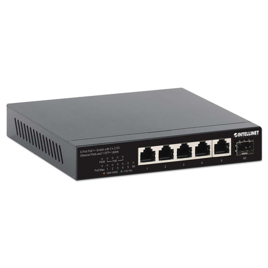 Intellinet 6-Port PoE++ Switch with 5 x 2.5G Ethernet Ports and 1 SFP+ Uplink