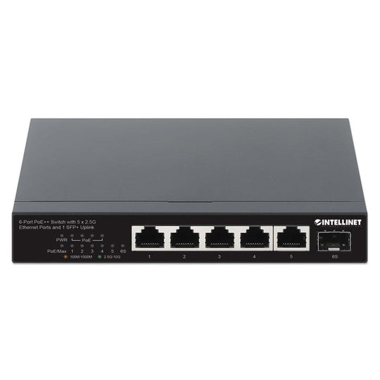 Intellinet 6-Port PoE++ Switch with 5 x 2.5G Ethernet Ports and 1 SFP+ Uplink