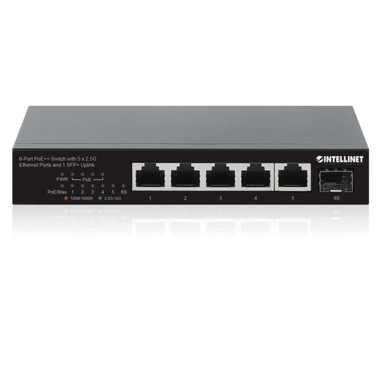 Intellinet 6-Port PoE++ Switch with 5 x 2.5G Ethernet Ports and 1 SFP+ Uplink