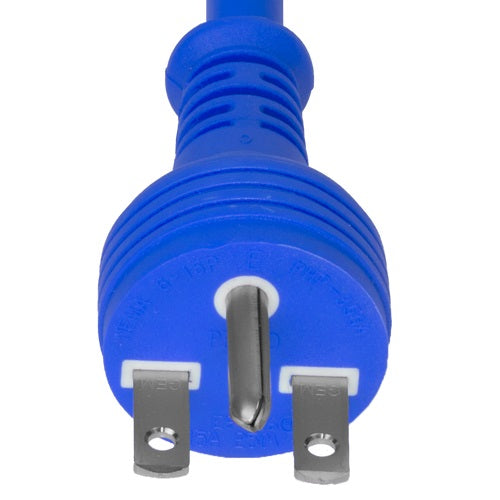 World Cord NEMA 6-15P to C13 15A 250V 14/3 SJT Power Cord - Blue