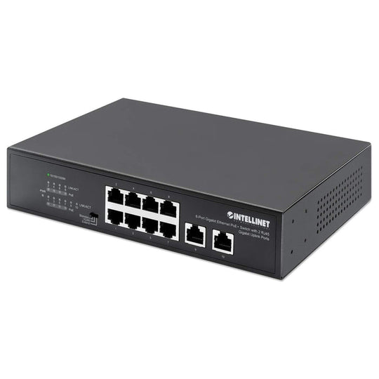 Intellinet 8-Port Gigabit Ethernet PoE+ Switch with 2 RJ45 Gigabit Uplink Ports, 561402