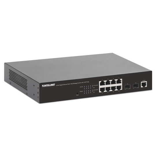 Intellinet 8-Port Gigabit Ethernet PoE+ Web-Managed Switch with 2 SFP Ports, 561167
