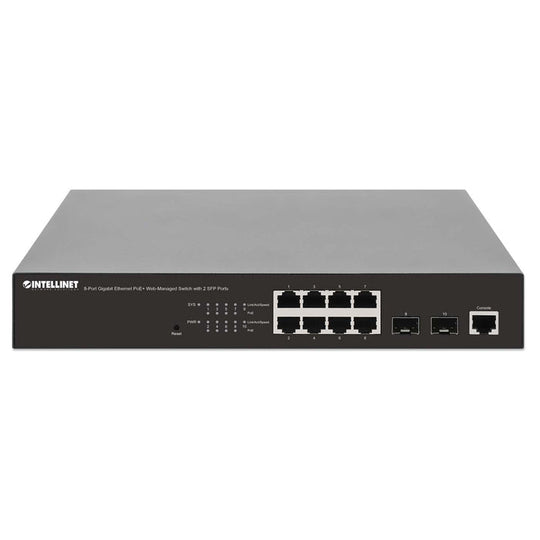 Intellinet 8-Port Gigabit Ethernet PoE+ Web-Managed Switch with 2 SFP Ports, 561167