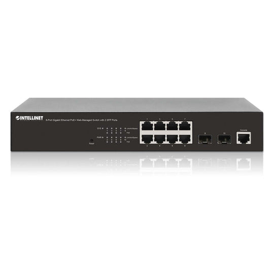 Intellinet 8-Port Gigabit Ethernet PoE+ Web-Managed Switch with 2 SFP Ports, 561167