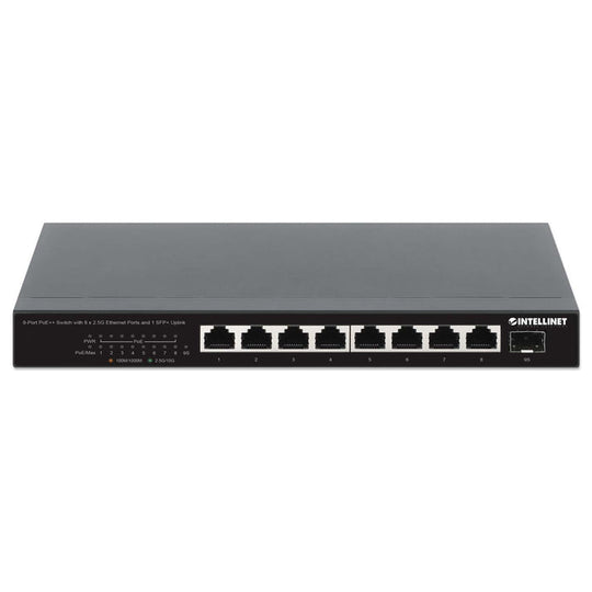 Intellinet 9-Port PoE++ Switch with 8 x 2.5G Ethernet Ports and 1 SFP+ Uplink