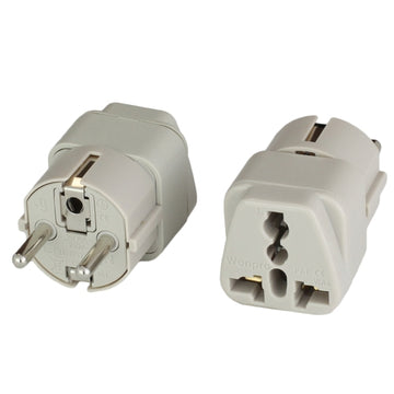 World Cord Adapter European Schuko CEE7/7(M) to Universal(F), 16A 250V. Approvals: CE for UK.