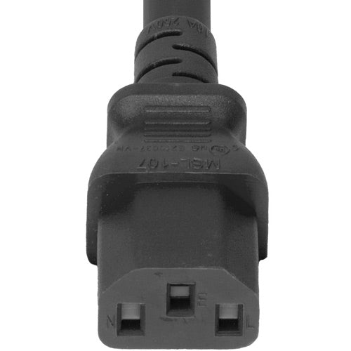 World Cord NACC Power Whip Open Ended 2" ROJ 1/4" Strip to C13 10A 250V 18/3 SJT - Black