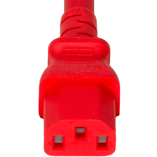 World Cord C14 to C13 10A 250V 18/3 SVT Power Cord - Red